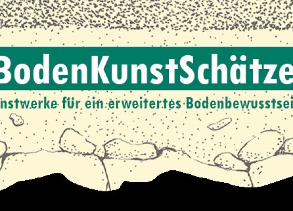Stilisiertes Bodenprofil mit Schriftzug BodenKunstSchätze